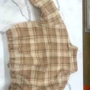 tan cream plaid crop top long sleeve from forever 21